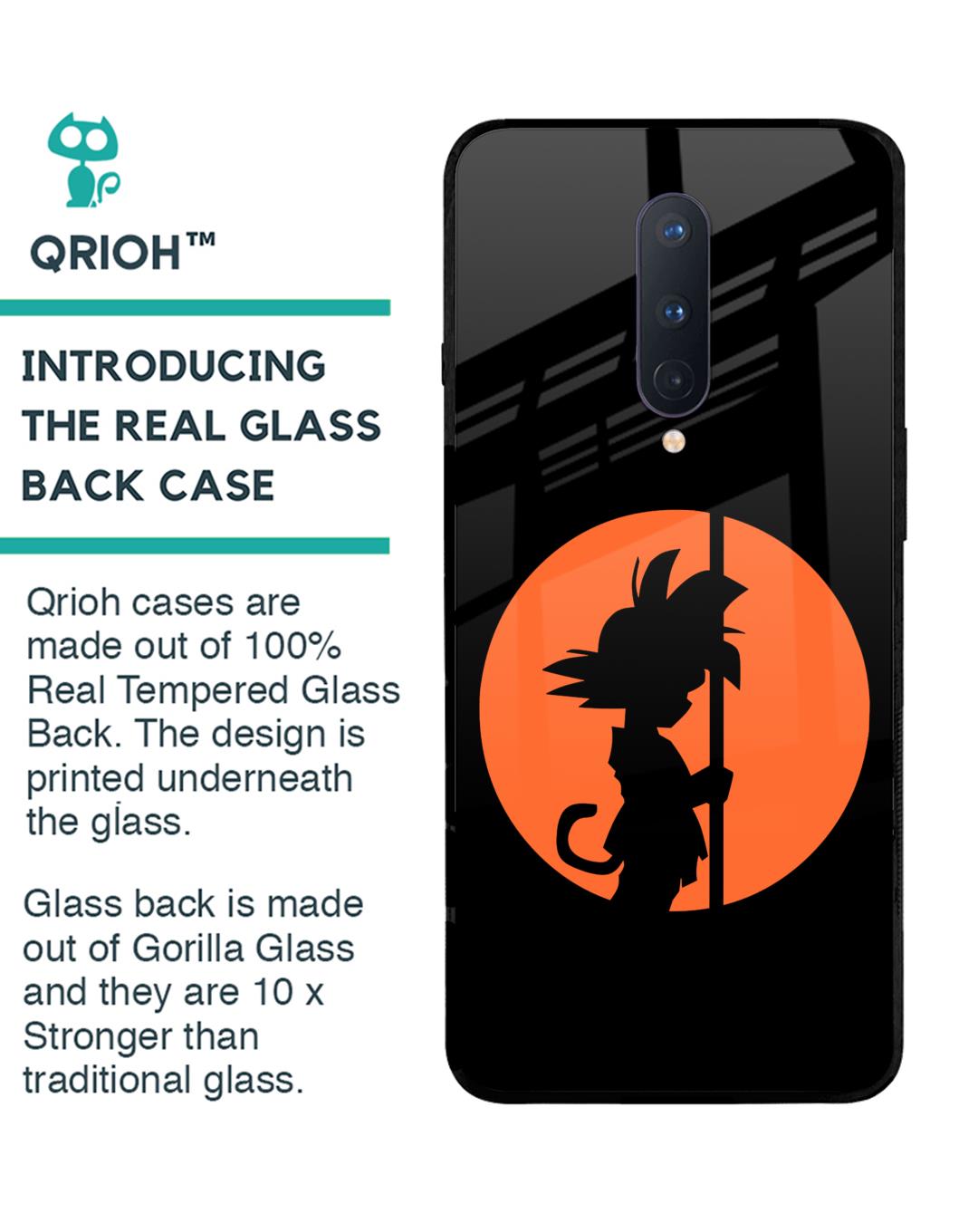 Shop Orange Silhouette Premium Glass Case for OnePlus 8 (Shock Proof,Scratch Resistant)-Back