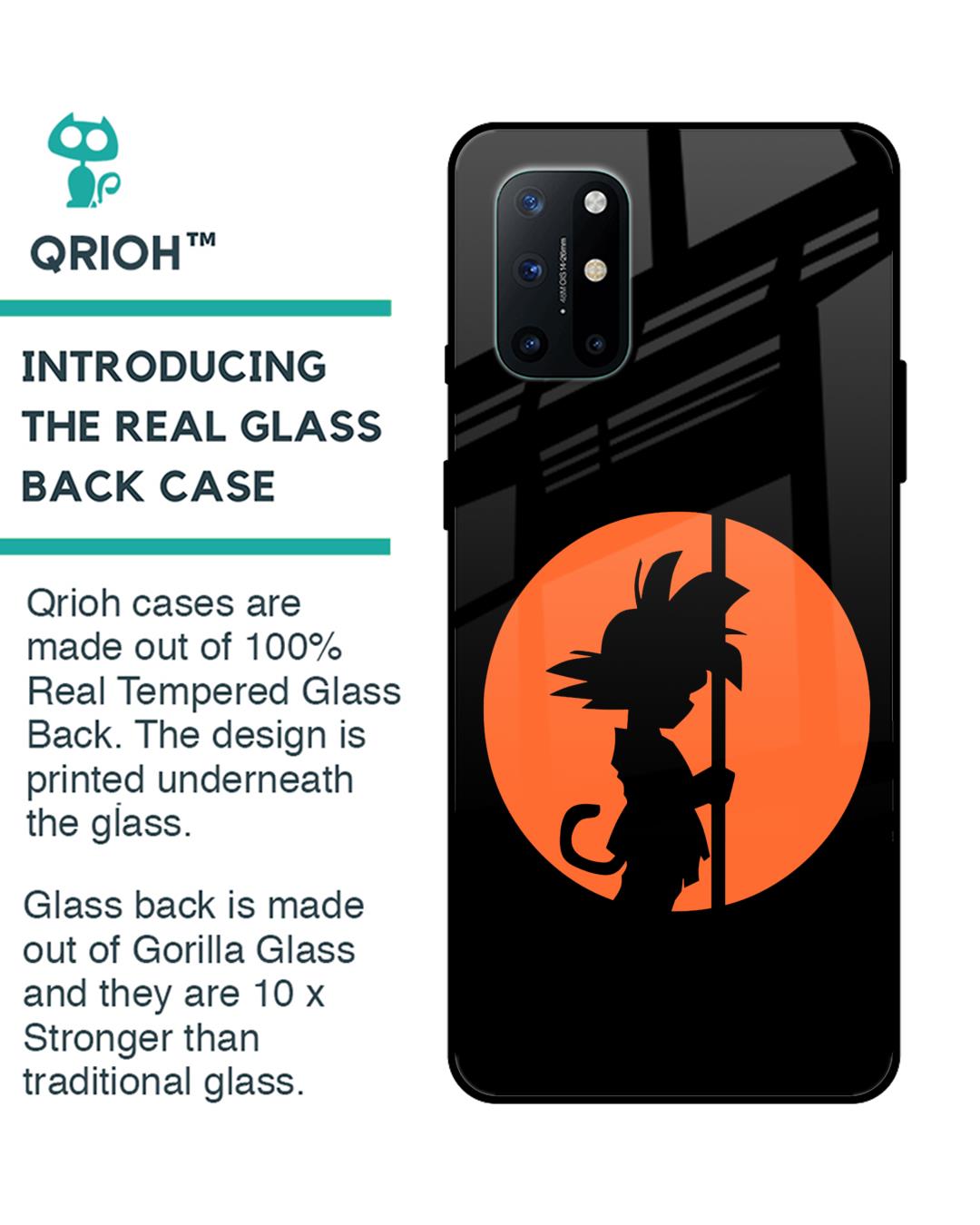 Shop Orange Silhouette Premium Glass Case for OnePlus 8T (Shock Proof,Scratch Resistant)-Back