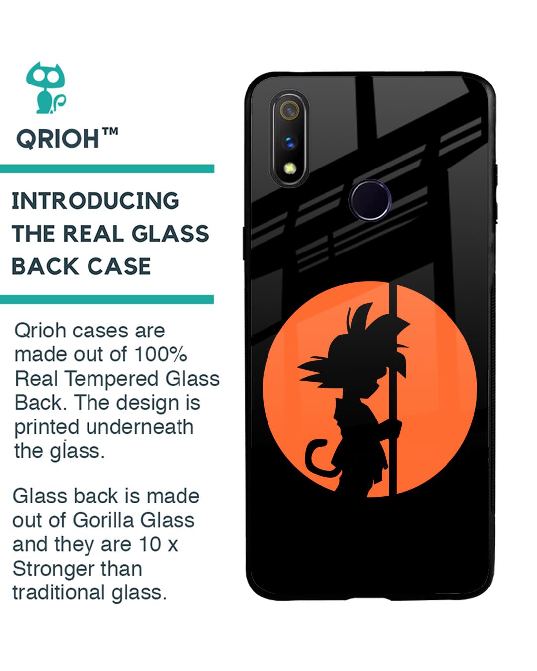 Shop Orange Silhouette Premium Glass Case for Realme 3 Pro (Shock Proof, Scratch Resistant)-Back