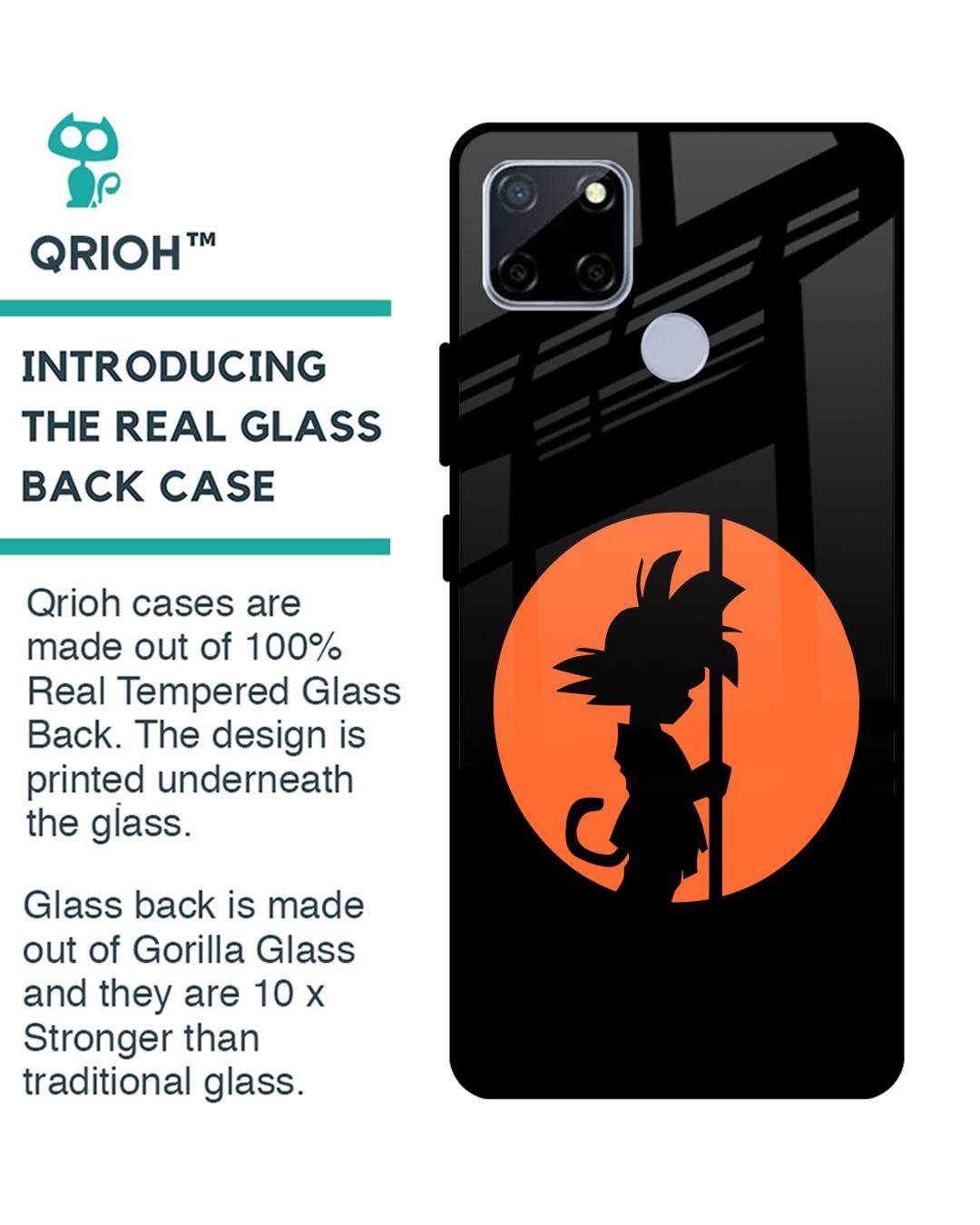 Shop Orange Silhouette Premium Glass Case for Realme C12 (Shock Proof, Scratch Resistant)-Back
