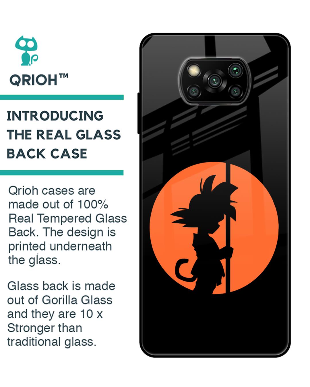 Shop Orange Silhouette Premium Glass Case for Xiaomi Poco x3 (Shock Proof, Scratch Resistant)-Back