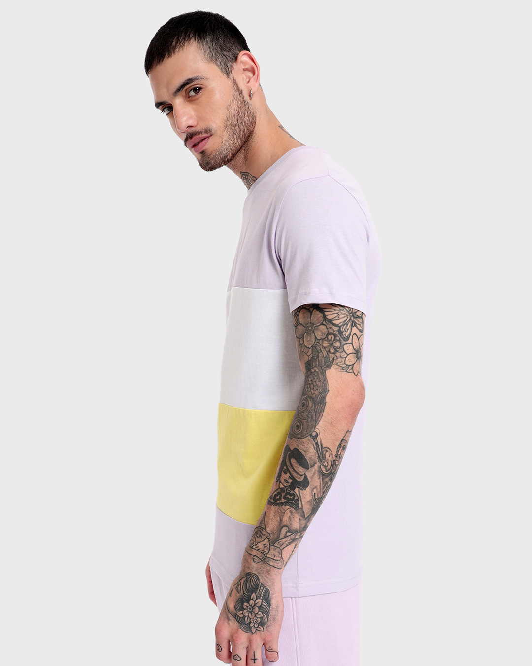 Shop Men's Orchid Petal Color Block T-shirt-Back