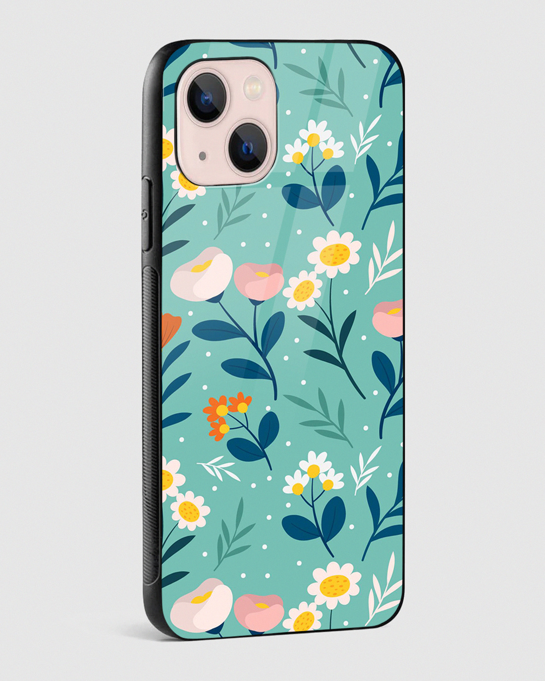Shop Organic Flat Pressed Floral Premium Glass Case for Apple iPhone 15 Plus-Back