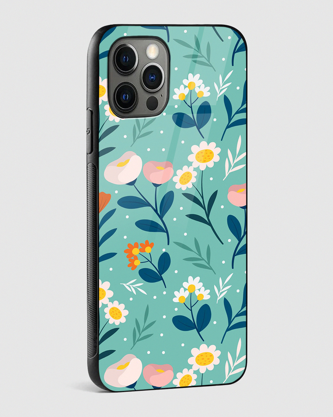 Shop Organic Flat Pressed Floral Premium Glass Case for Apple iPhone 15 Pro-Back