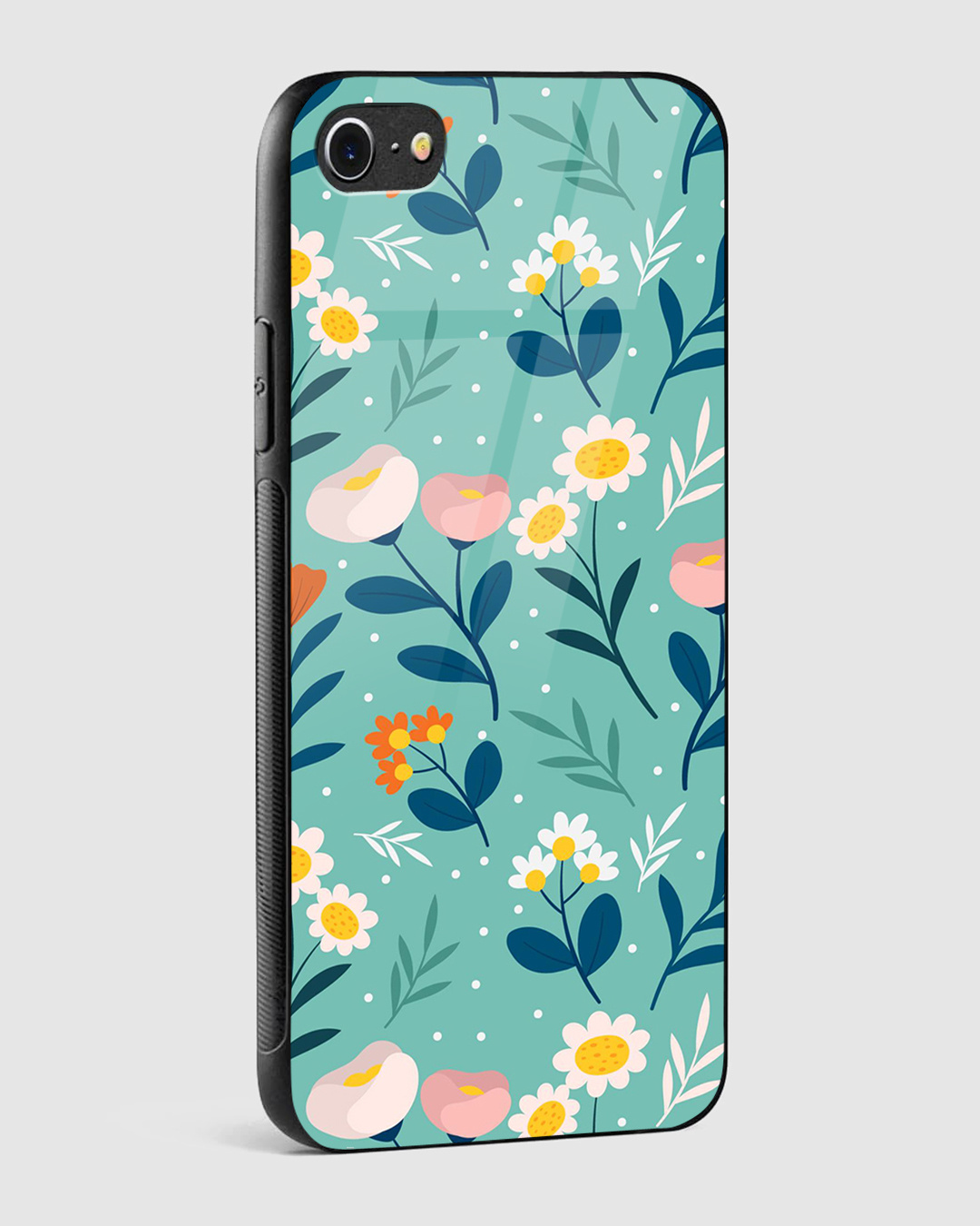 Shop Organic Flat Pressed Floral Premium Glass Case for Apple iPhone SE 2020-Back