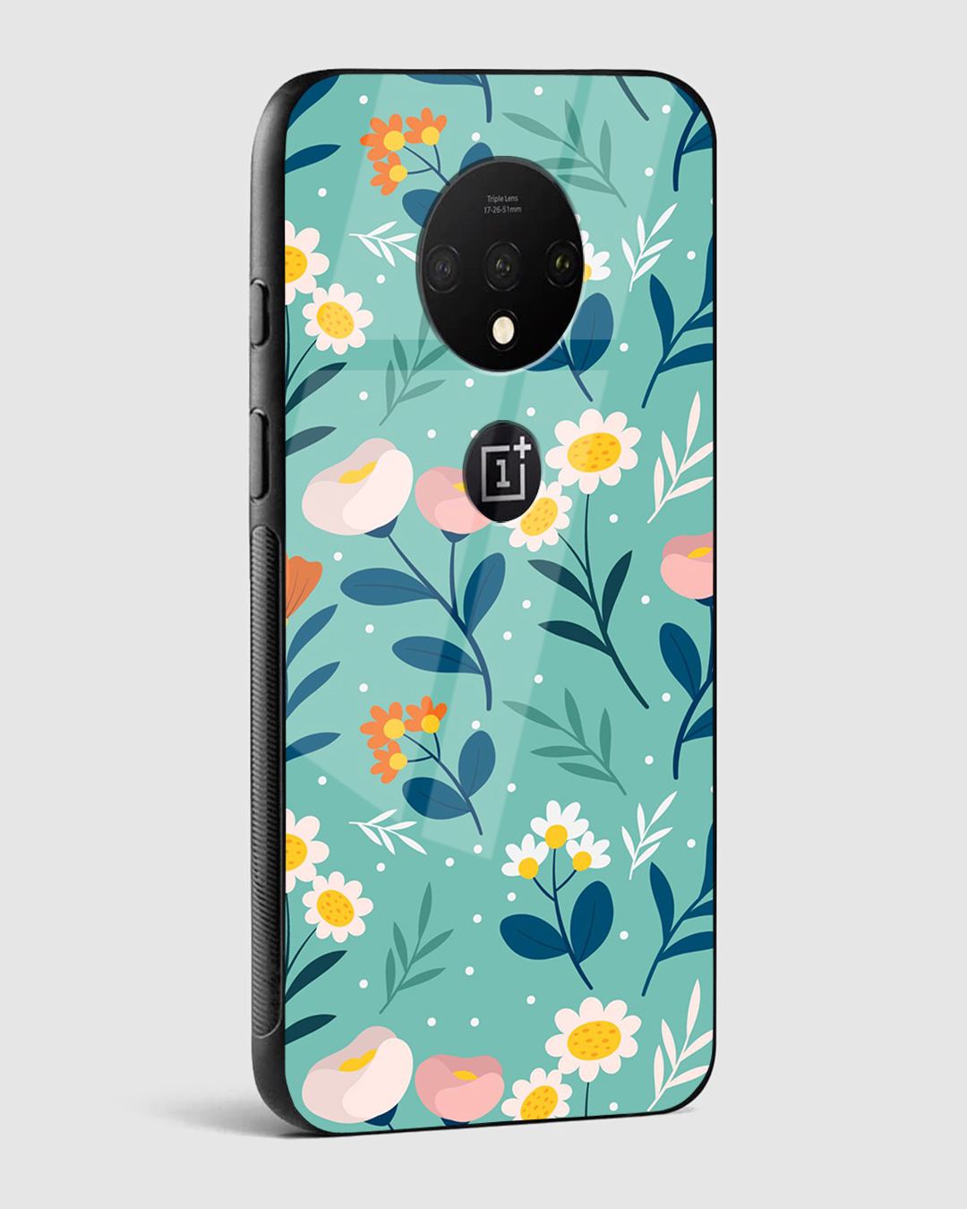 Shop Organic Flat Pressed Floral Premium Glass Case for OnePlus 7T-Back