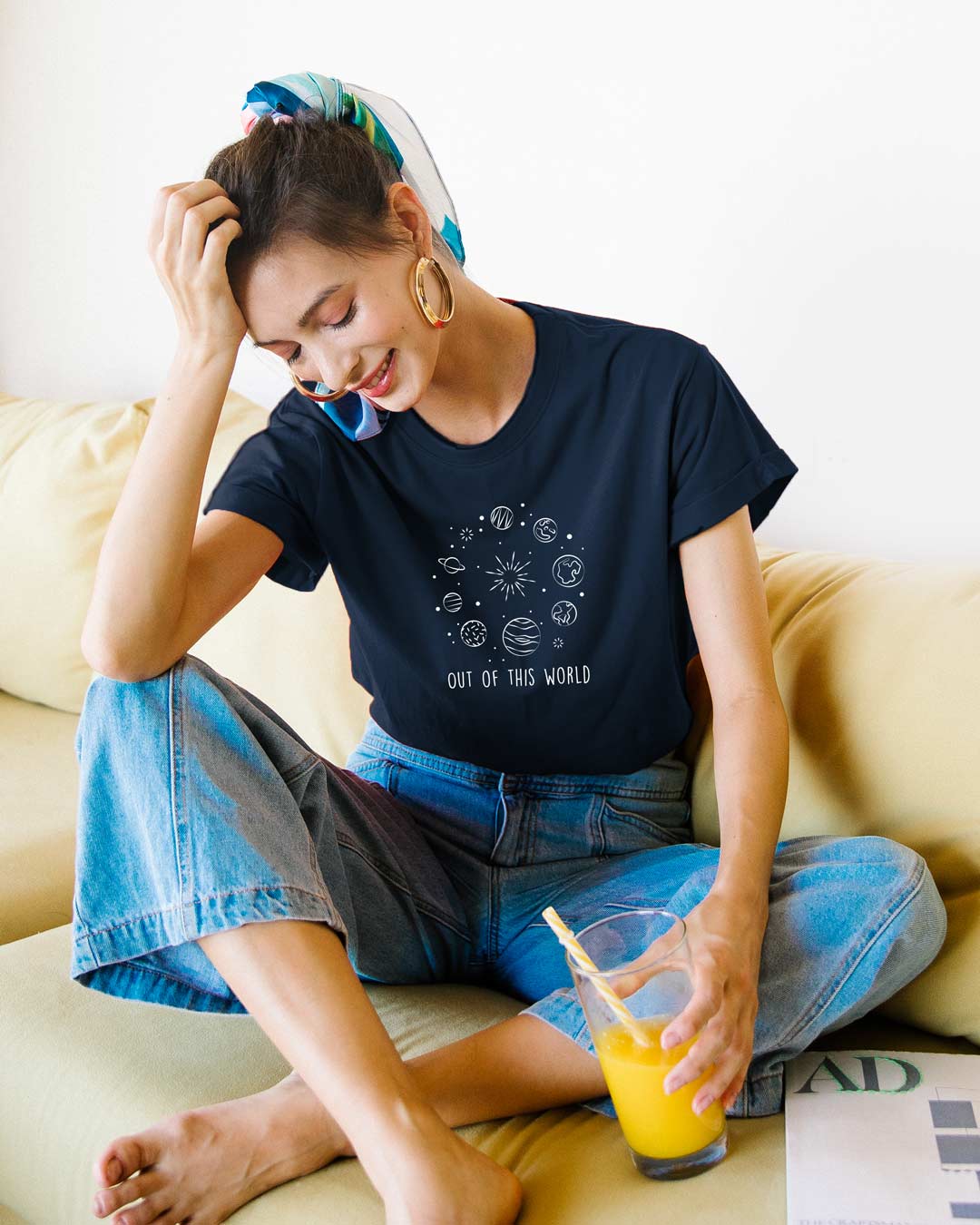 

Out Of The World Boyfriend T-Shirts Navy Blue Women' Printed Boyfriend T-Shirts Bewakoof.com