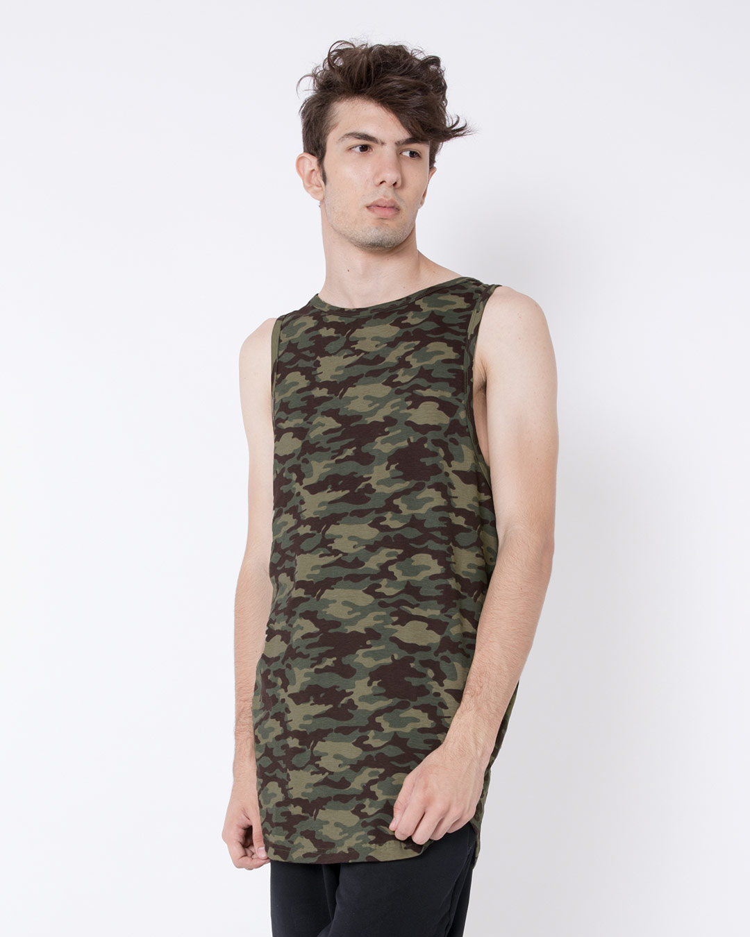 Shop Outdoor Green Camouflag Longline Vest-Back