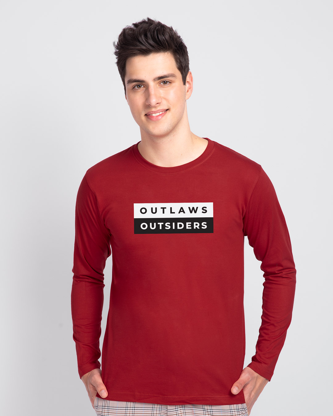 Shop Outlaws & Outsiders Full Sleeve T-Shirt Bold Red-Back