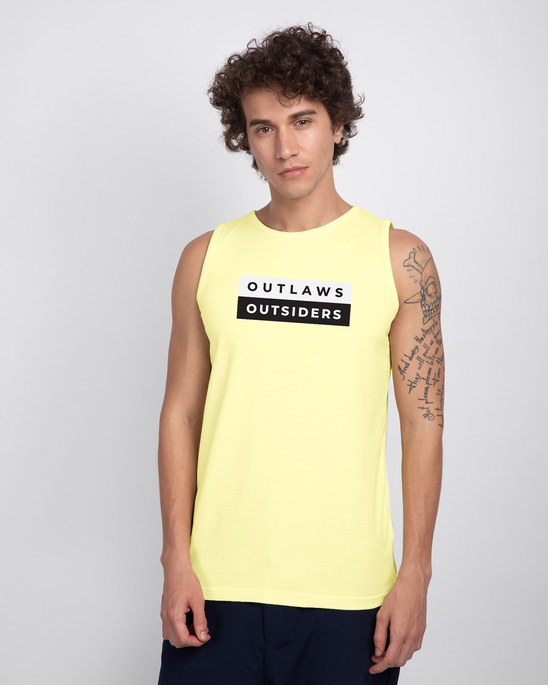 Shop Outlaws & Outsiders Round Neck Vest Vax Yellow-Back