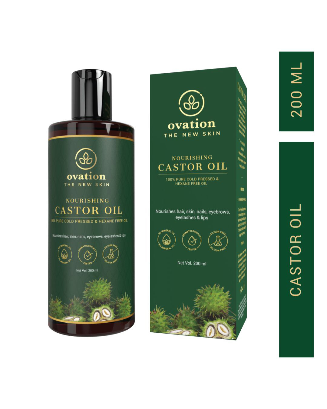 Buy Ovation Castor Oil 100% Pure Cold Pressed & Hexane Free Oil No ...