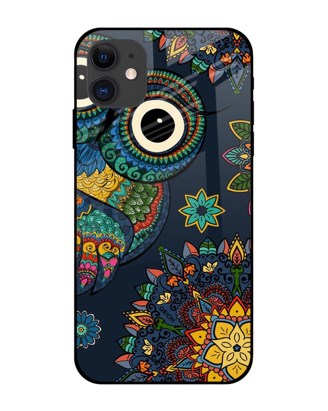 Buy Owl Art Printed Premium Glass Cover For iPhone 12 (Impact Resistant ...