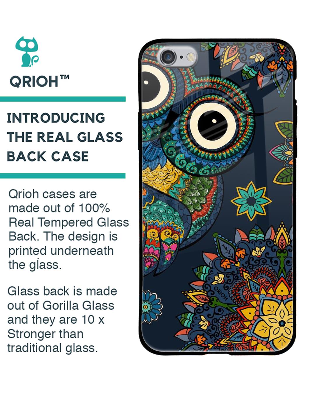 Shop Owl Art Printed Premium Glass Cover For iPhone 6S (Impact Resistant, Matte Finish)-Back