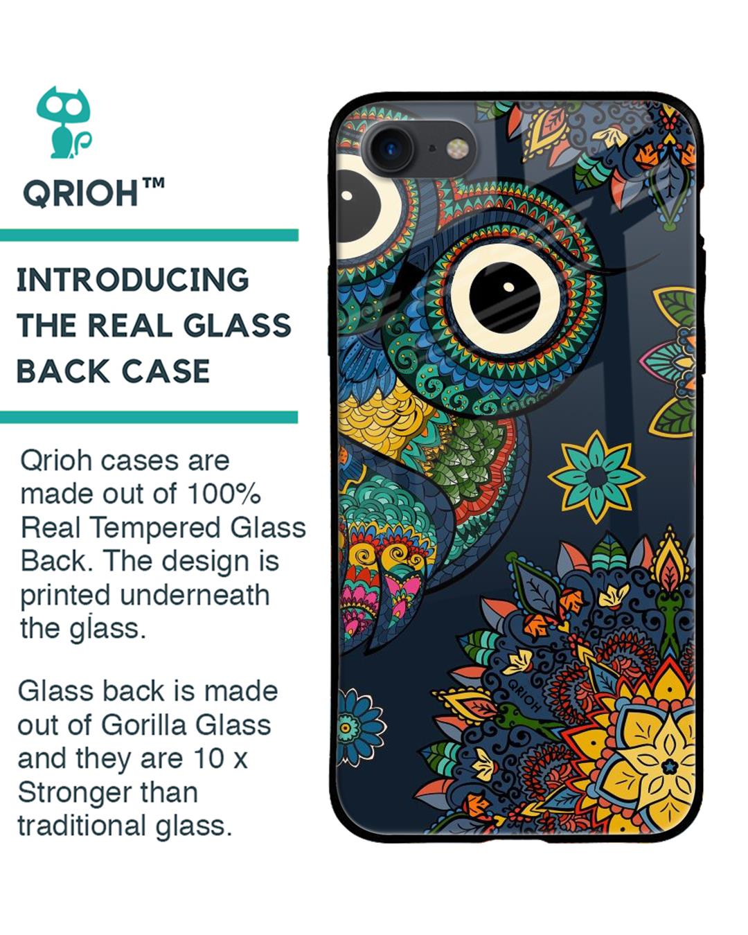 Shop Owl Art Printed Premium Glass Cover For iPhone 7 (Impact Resistant, Matte Finish)-Back