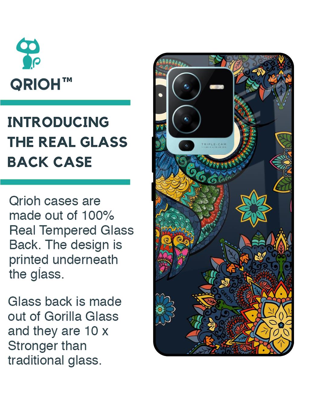 Shop Owl Art Printed Premium Glass Case for Vivo V25 Pro (Shock Proof,Scratch Resistant)-Back