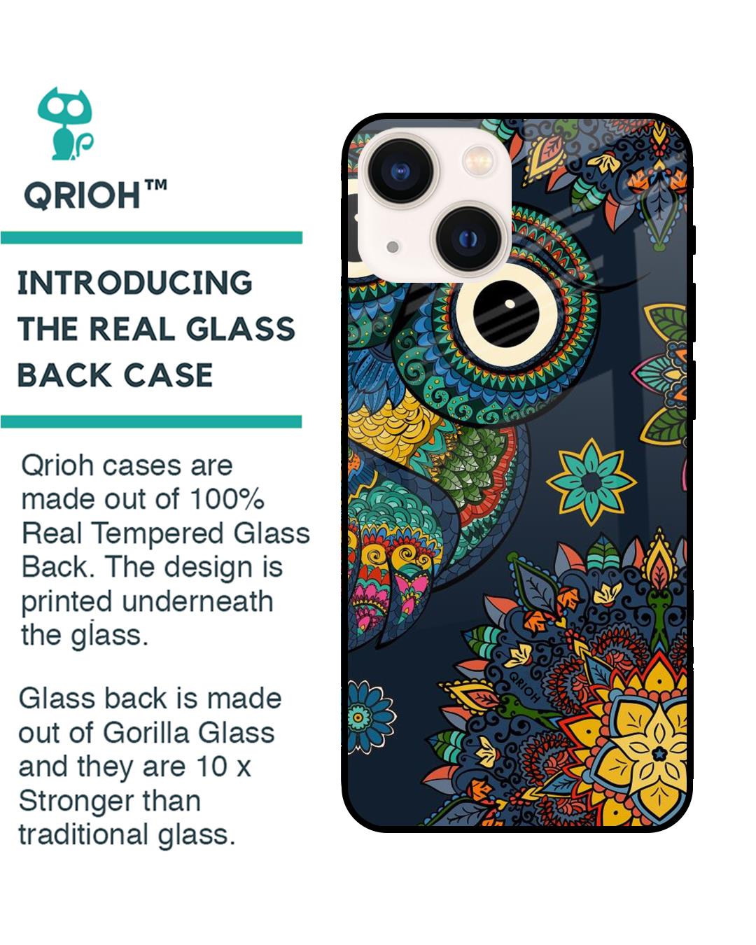 Shop Owl Art Printed Premium Glass Cover for Apple iPhone 14 Plus (Shock Proof, Scratch Resistant)-Back
