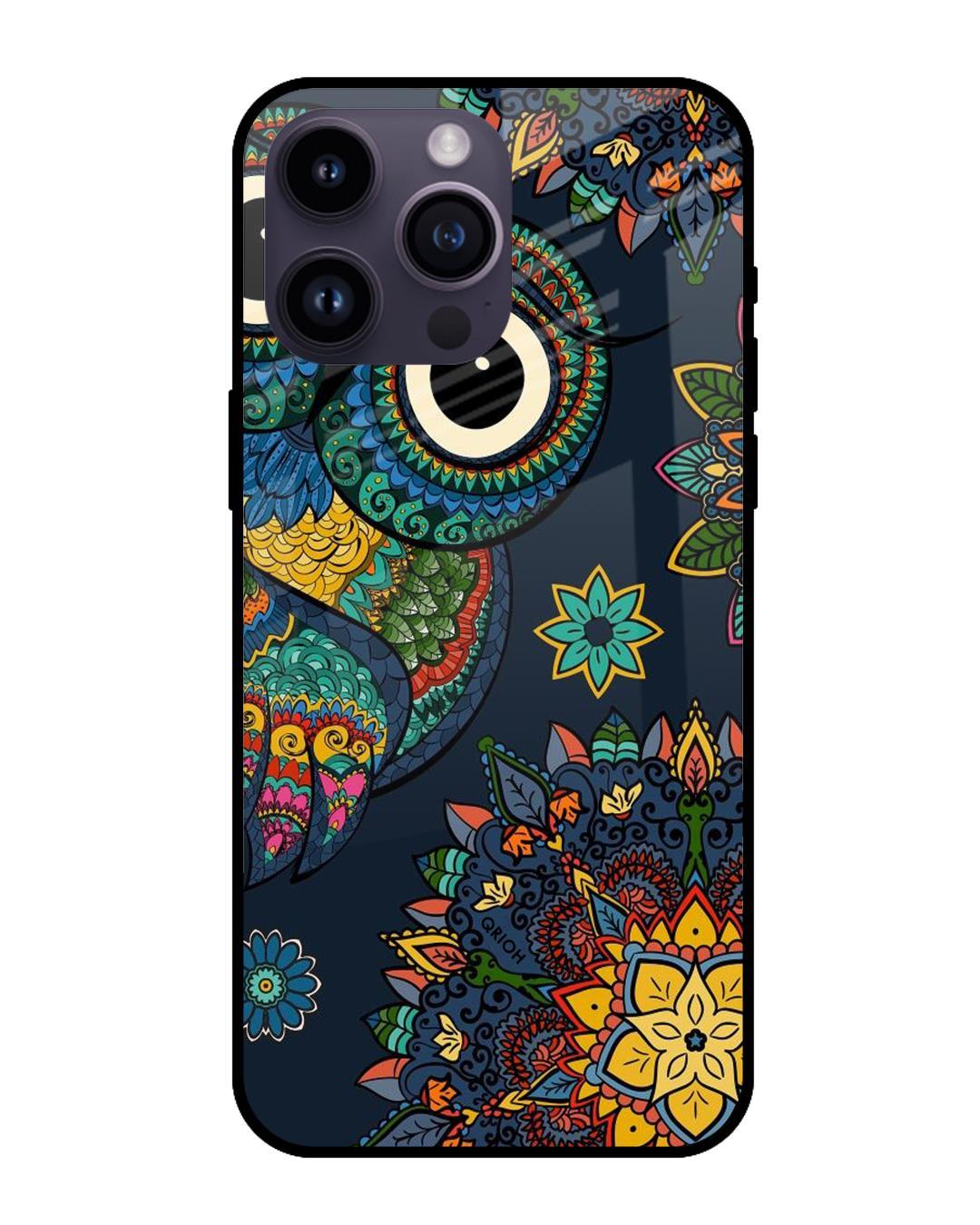 Buy Owl Art Printed Premium Glass Cover For Apple Iphone 14 Pro Max Shock Proof Scratch 