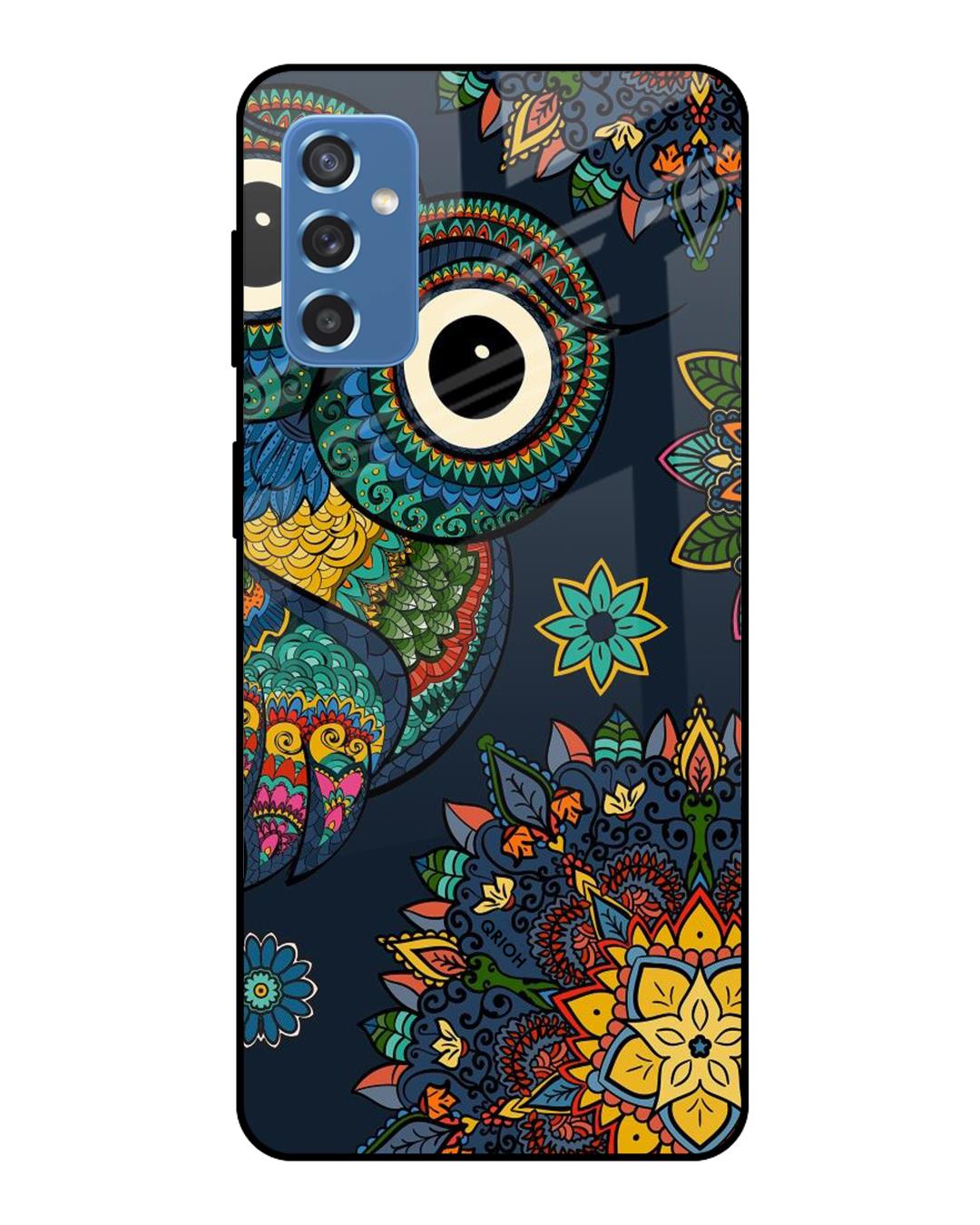 Shop Owl Art Printed Premium Glass Cover For  M52 5G(Impact Resistant, Matte Finish)-Back