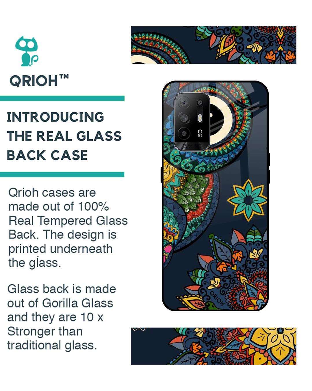 Shop Owl Art Printed Premium Glass Cover For Oppo F19 Pro Plus (Impact Resistant, Matte Finish)-Back