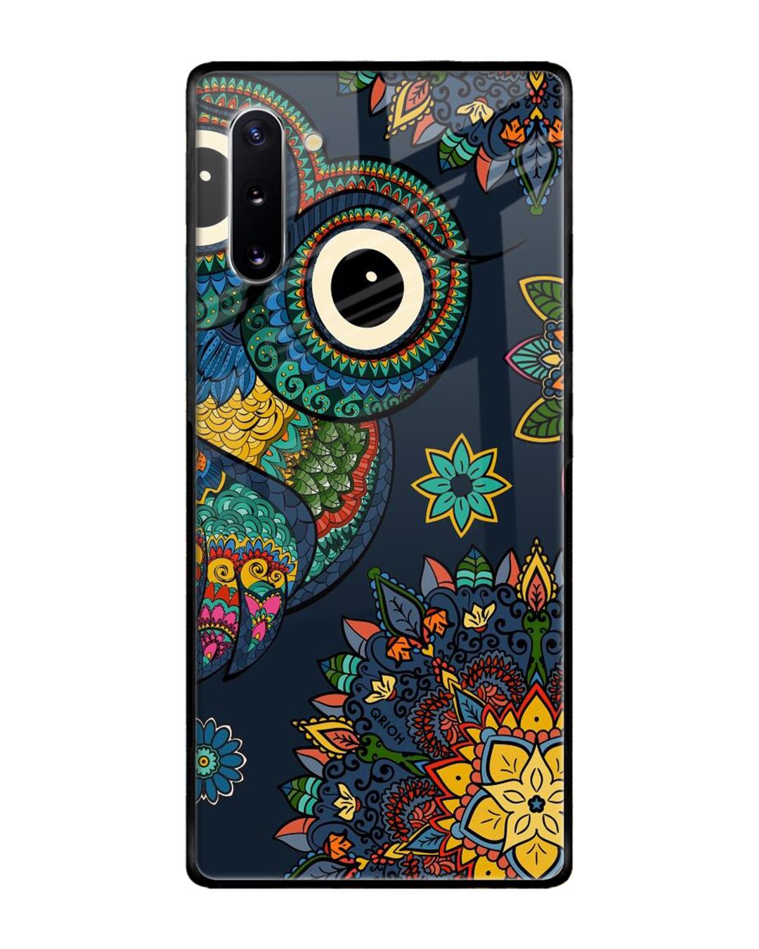 Shop Owl Art Printed Premium Glass Cover For Samsung Galaxy Note 10(Impact Resistant, Matte Finish)-Back