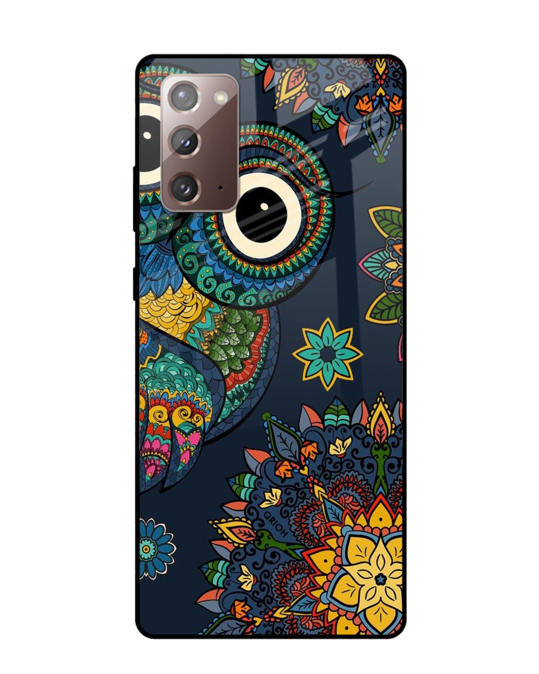 Shop Owl Art Printed Premium Glass Cover For Samsung Galaxy Note 20(Impact Resistant, Matte Finish)-Back