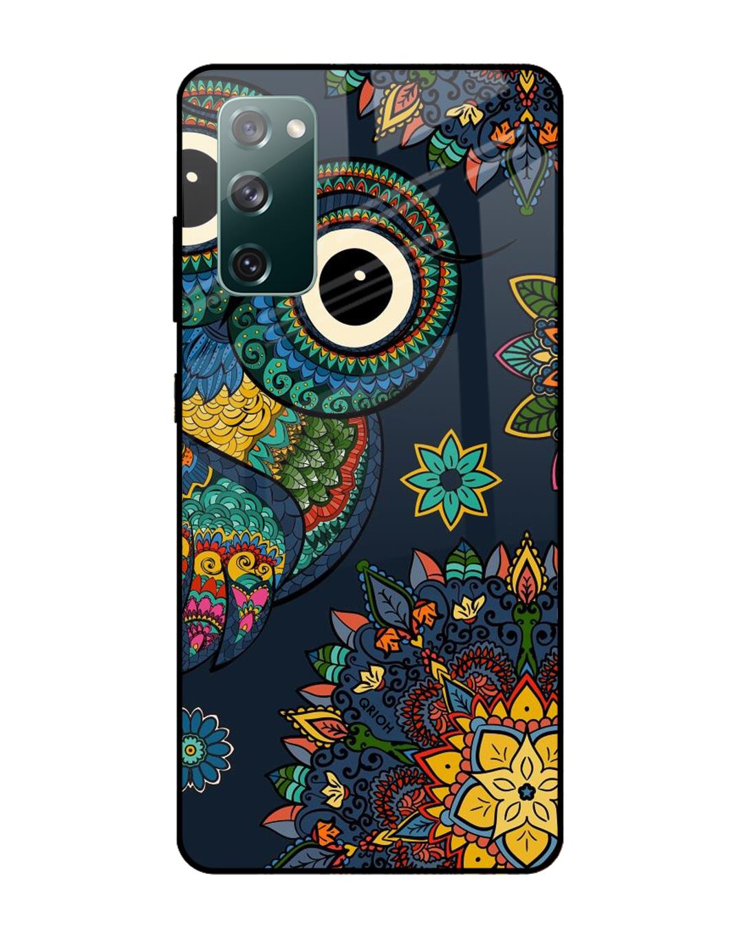Shop Owl Art Printed Premium Glass Cover For Samsung Galaxy S20 FE(Impact Resistant, Matte Finish)-Back