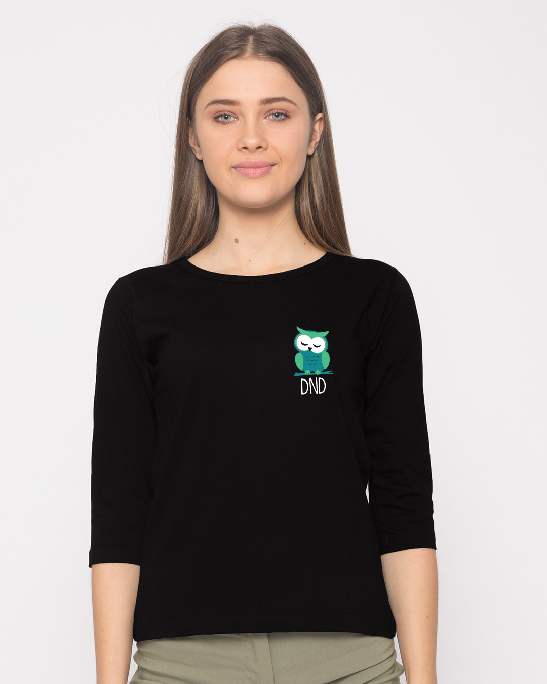 Shop Owl Dnd Round Neck 3/4th Sleeve T-Shirt-Back