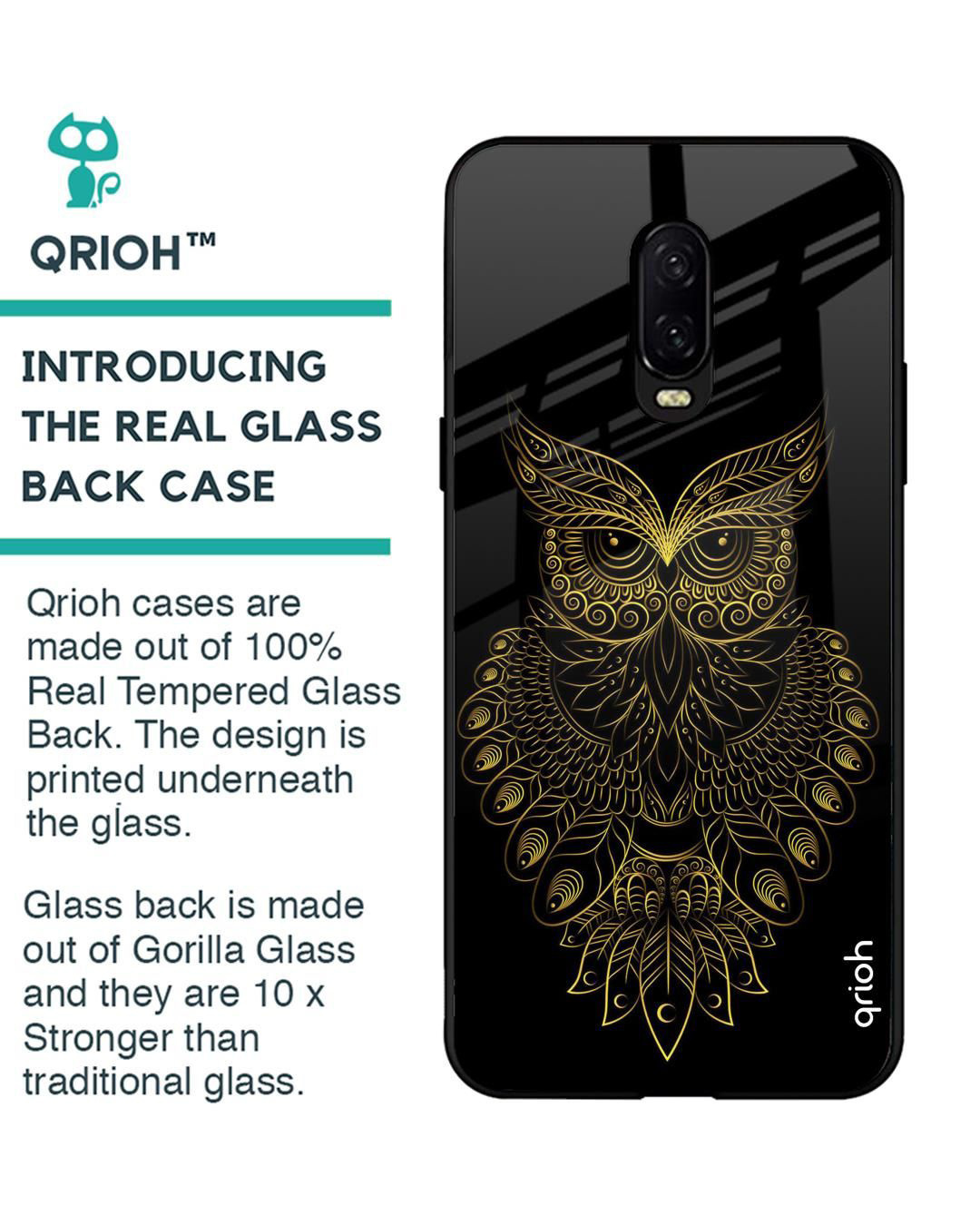 Shop Owl Printed Premium Glass Cover for OnePlus 6T (Shock Proof, Lightweight)-Back