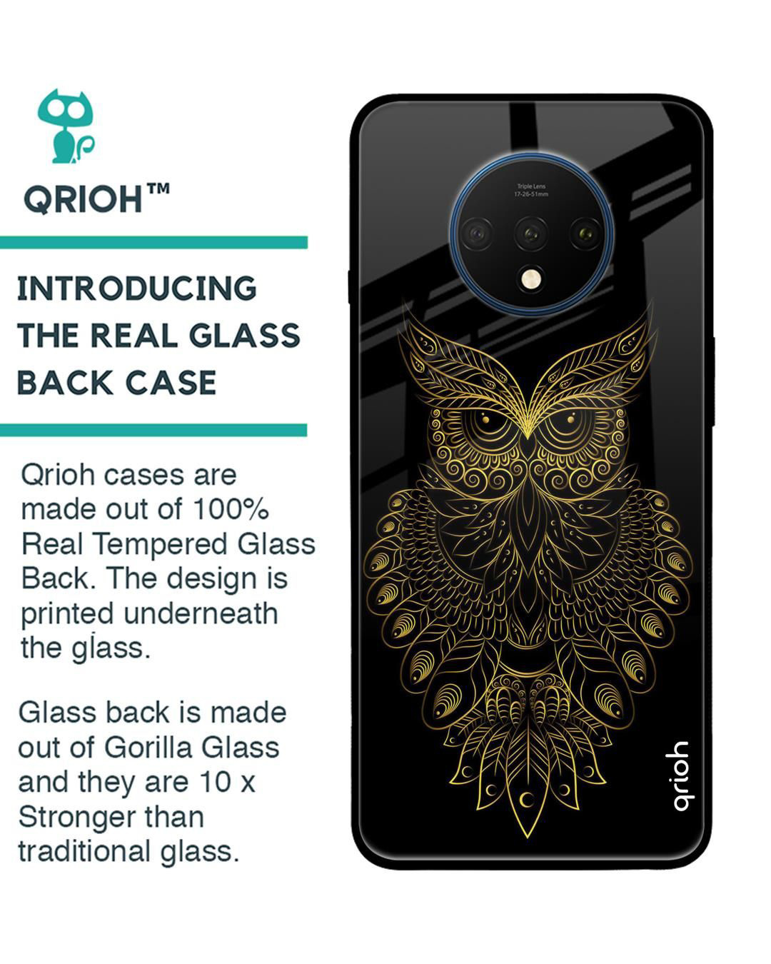 Shop Owl Printed Premium Glass Cover for OnePlus 7T (Shock Proof, Lightweight)-Back
