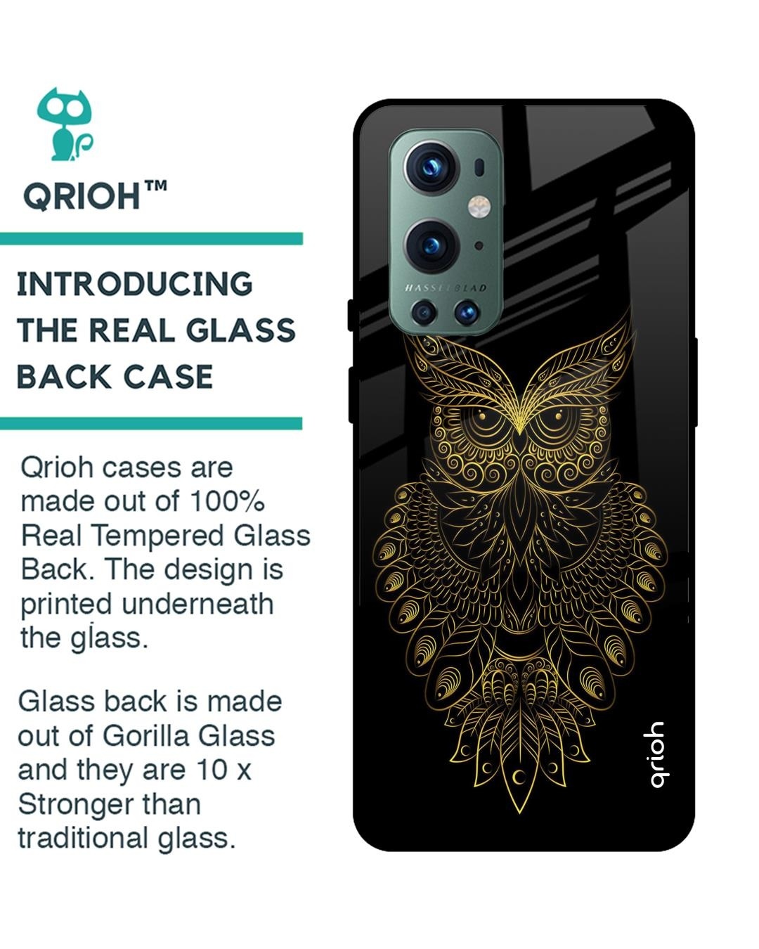 Shop Owl Printed Premium Glass Cover For OnePlus 9 Pro (Shock Proof, Impact Resistant)-Back