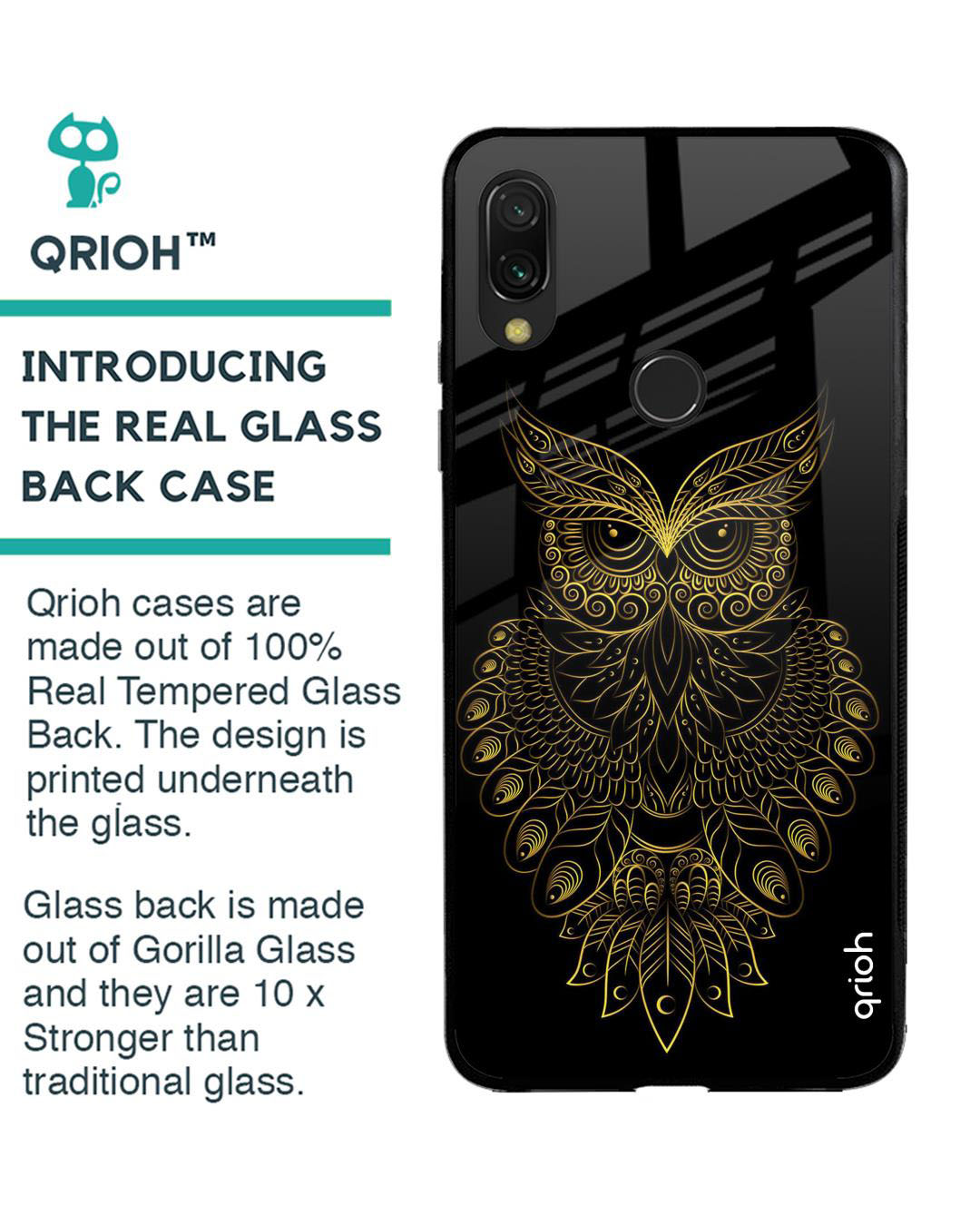 Shop Owl Printed Premium Glass Cover for Xiaomi Redmi Note 7 Pro (Shock Proof, Lightweight)-Back