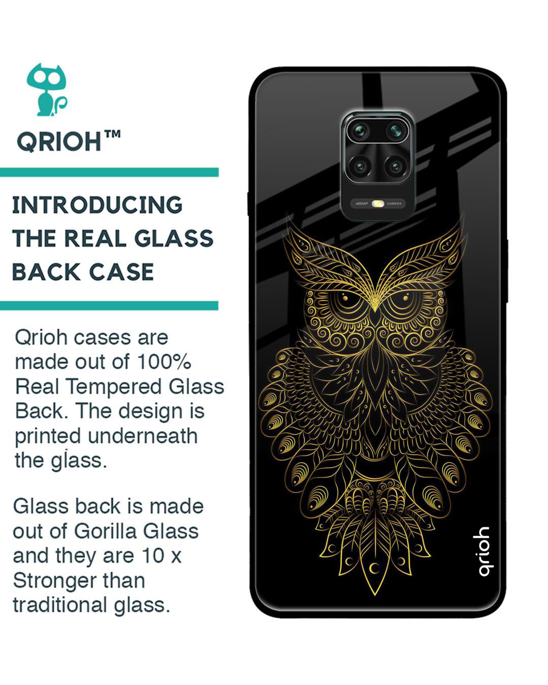 Shop Owl Printed Premium Glass Cover for Xiaomi Redmi Note 9 Pro (Shock Proof, Lightweight)-Back