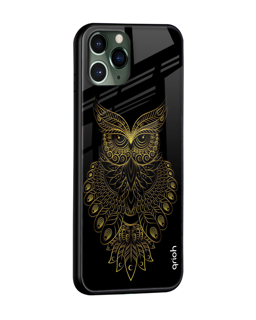 Shop Owl Printed Silicon Glass Cover For iPhone 12 Pro (Light Weight, Impact Resistant)-Back