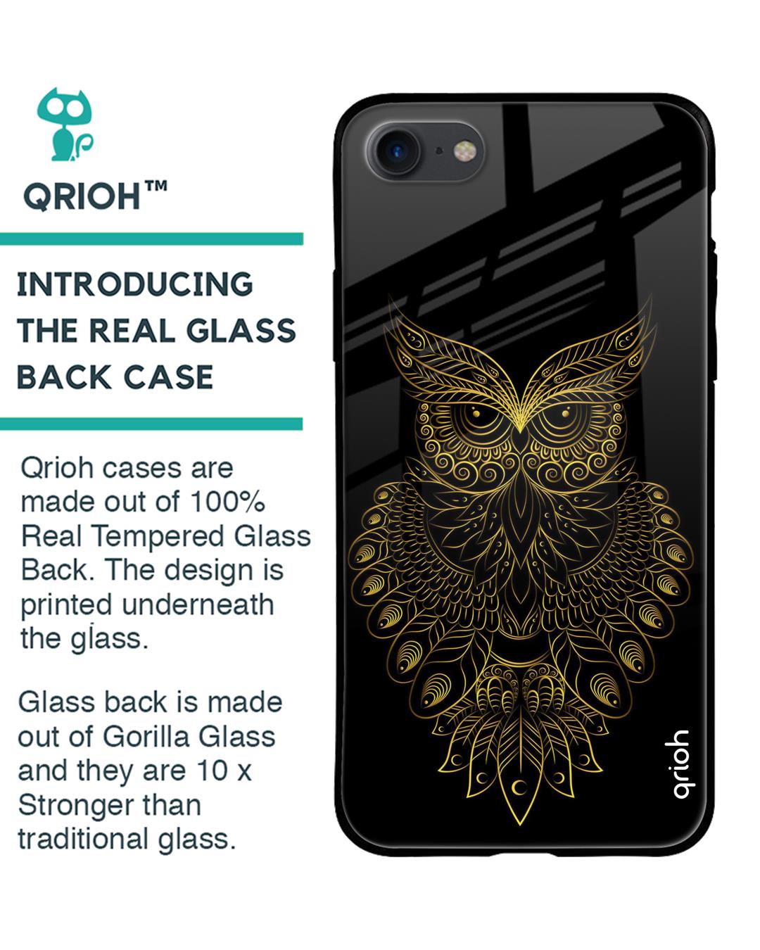 Shop Owl Printed Silicon Glass Cover For iPhone SE 2020 (Light Weight, Impact Resistant)-Back