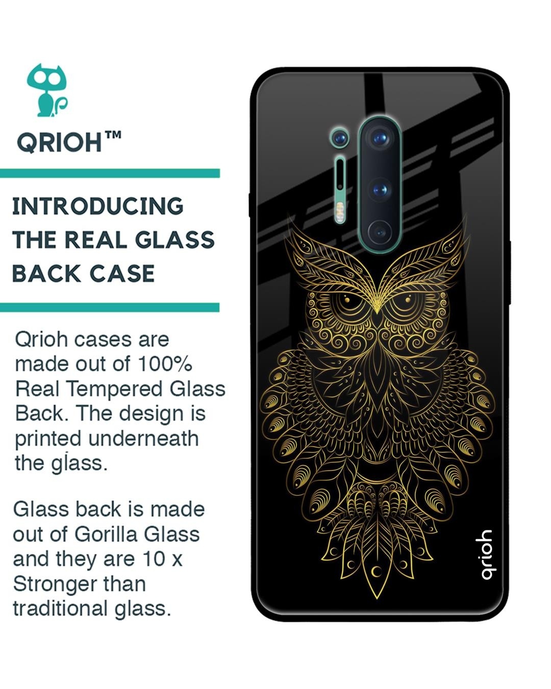Shop Owl Printed Silicon Glass Cover For OnePlus 8 Pro (Light Weight, Impact Resistant)-Back