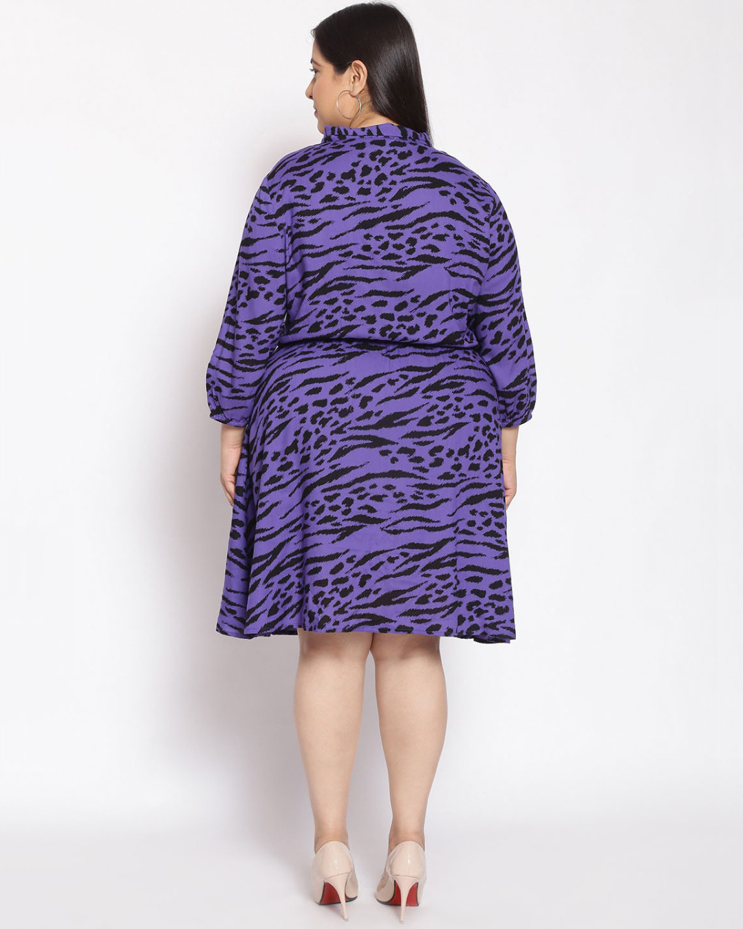 Shop Women's Plus Size Purple Animal Print Tie-Up Dress-Back