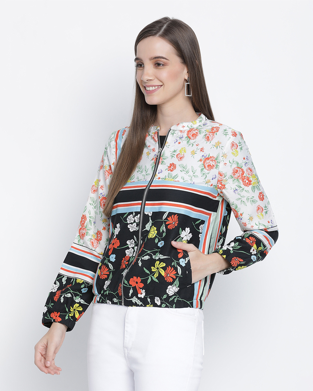 Shop Women's Multicolor Floral Print Jacket-Back