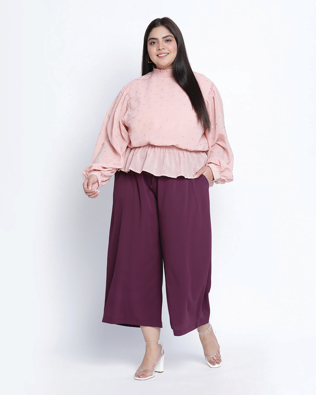 Shop Women's Pink Self Design Regular Fit Top-Back