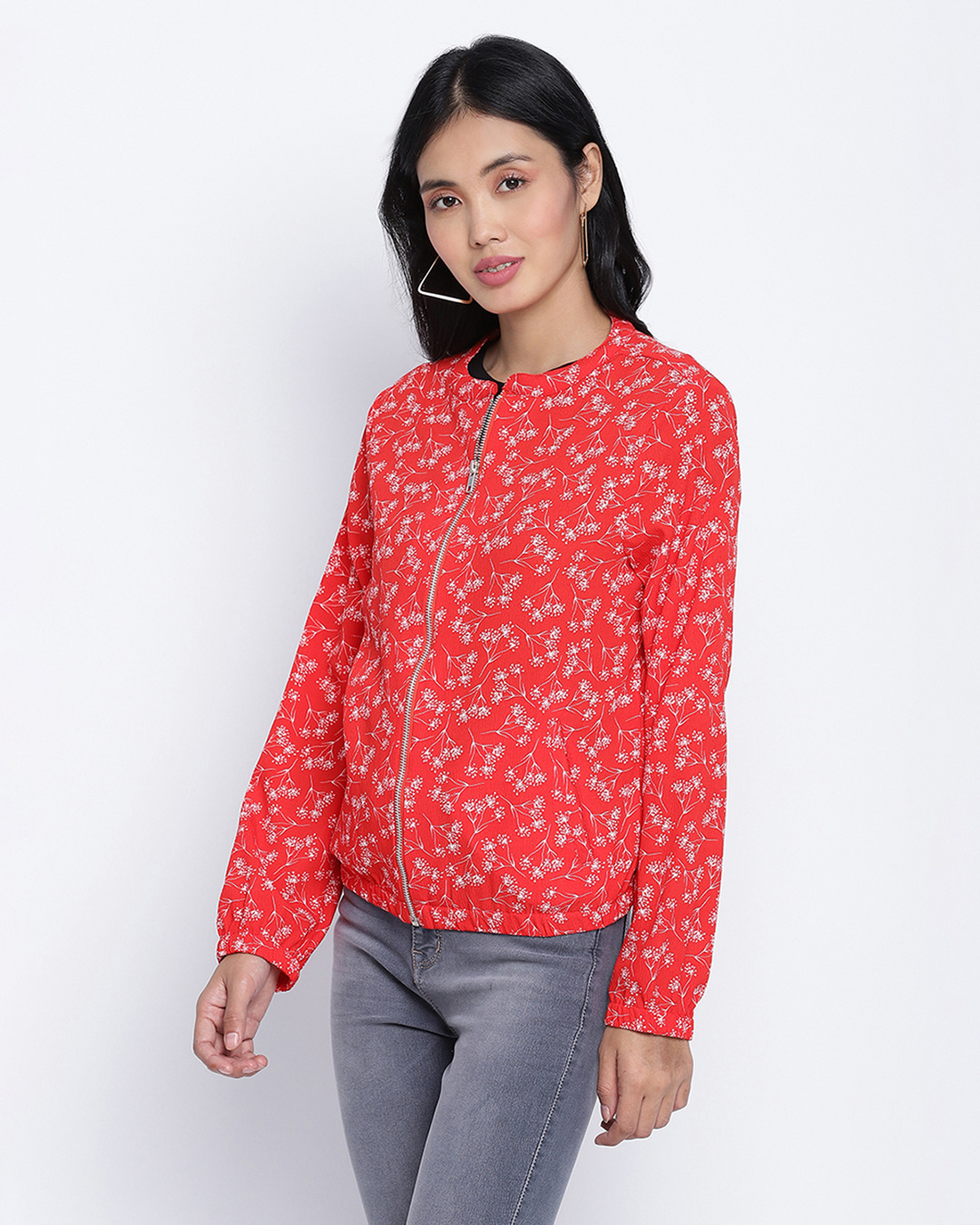Shop Women's Red Floral Print Jacket-Back