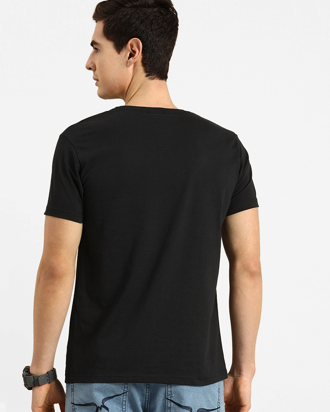 Shop Pack of 2 Men's Black Printed T-shirts-Back
