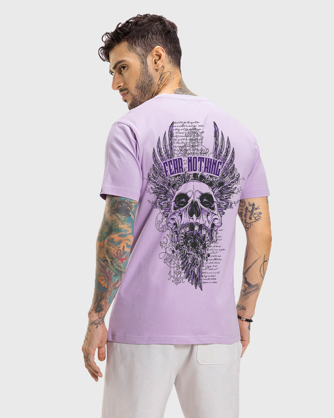 Shop Pack of 2 Men's Purple & Black Printed T-shirts-Back