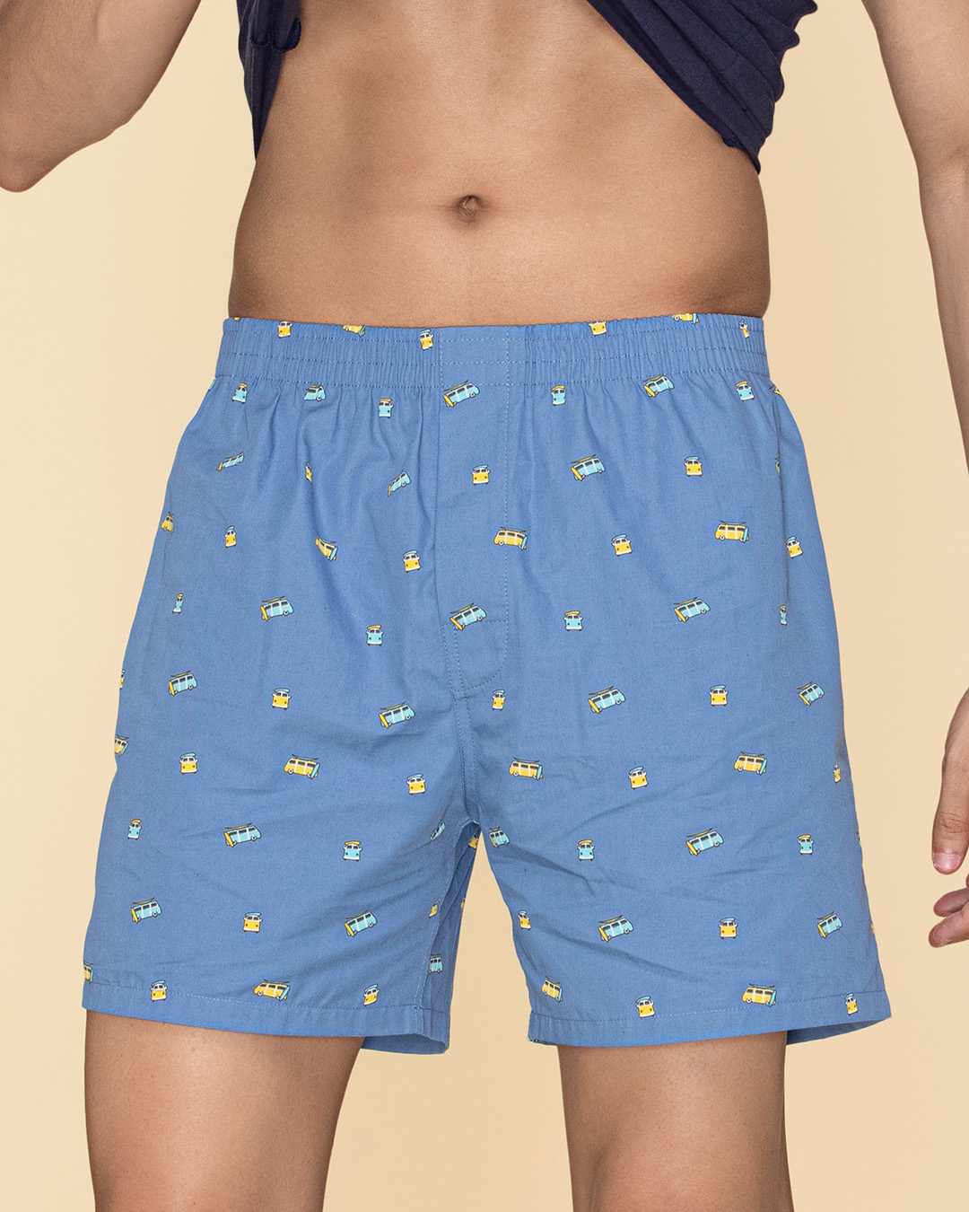 Shop Pack of 2 Men's Blue All Over Printed Boxers-Back