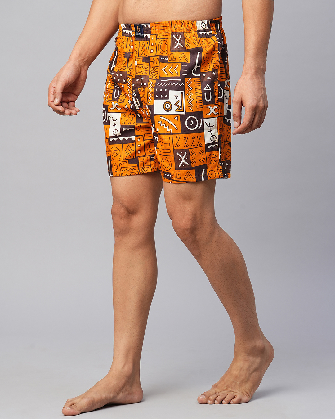 Shop Pack of 2 Men's Orange & Blue All Over Printed Relaxed Fit Boxers-Back