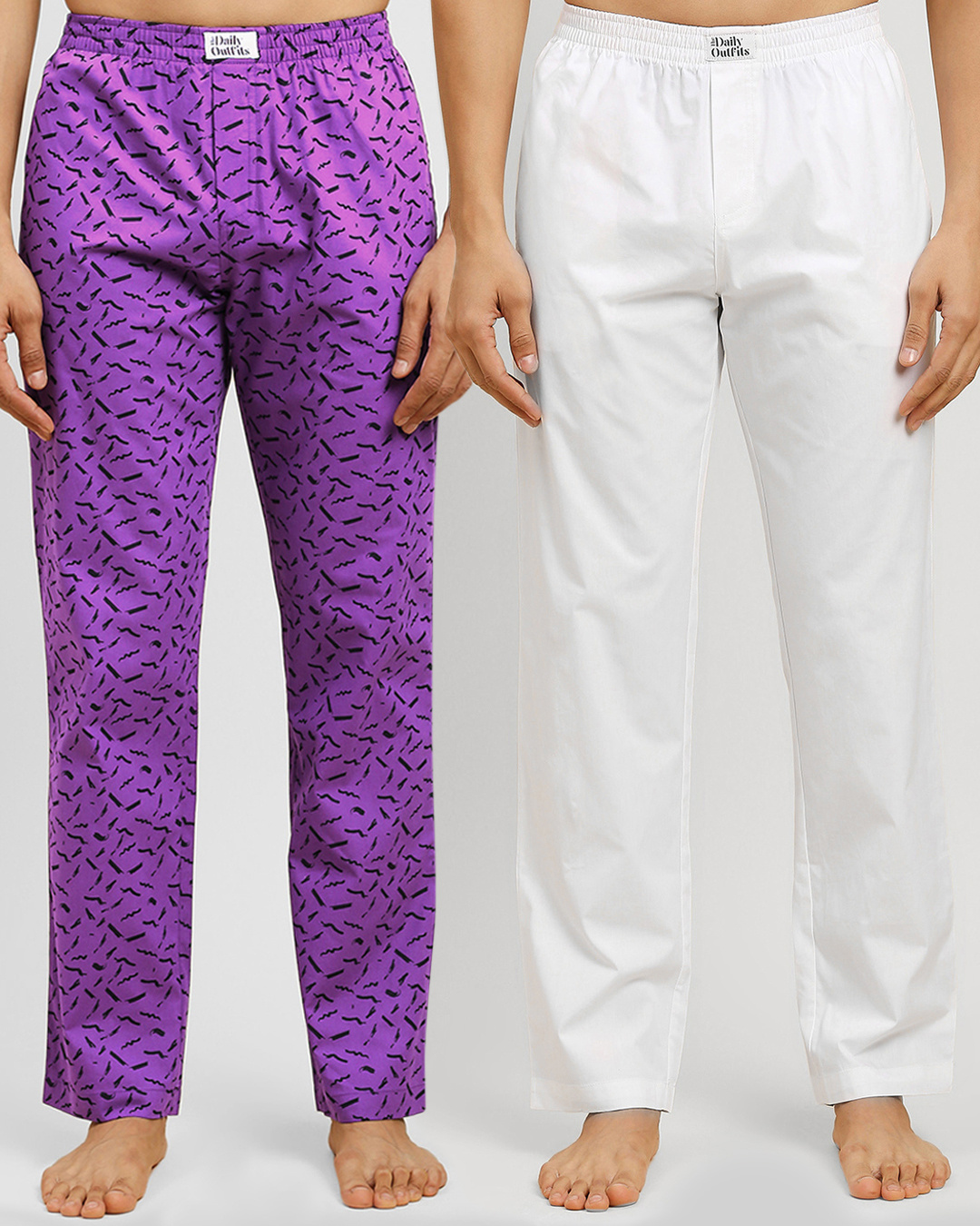 Buy Pack of 2 Men s Purple White All Over Printed Pyjamas Online