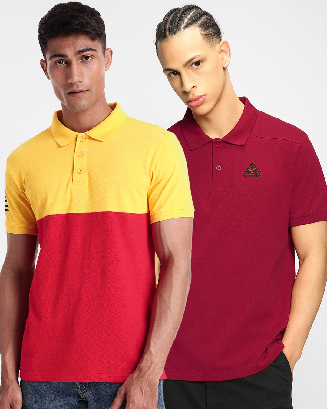Buy Pack of 2 Men's Yellow & Red Polo Tshirts Online at Bewakoof