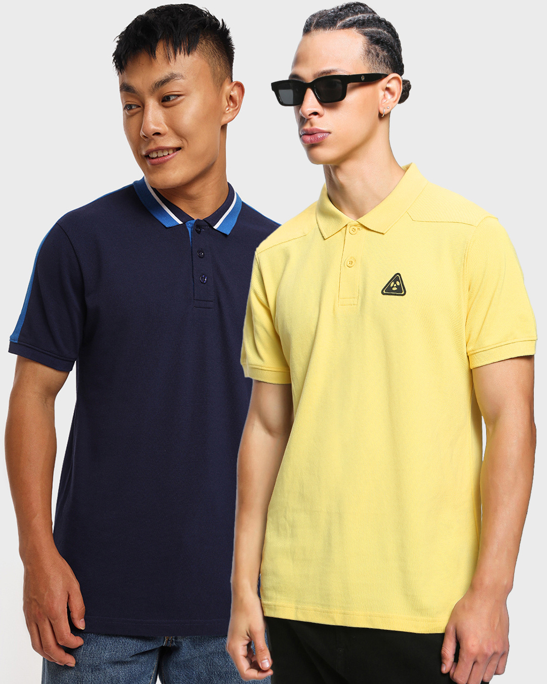 Buy Pack of 2 Men's Blue & Yellow Polo Tshirts Online at Bewakoof