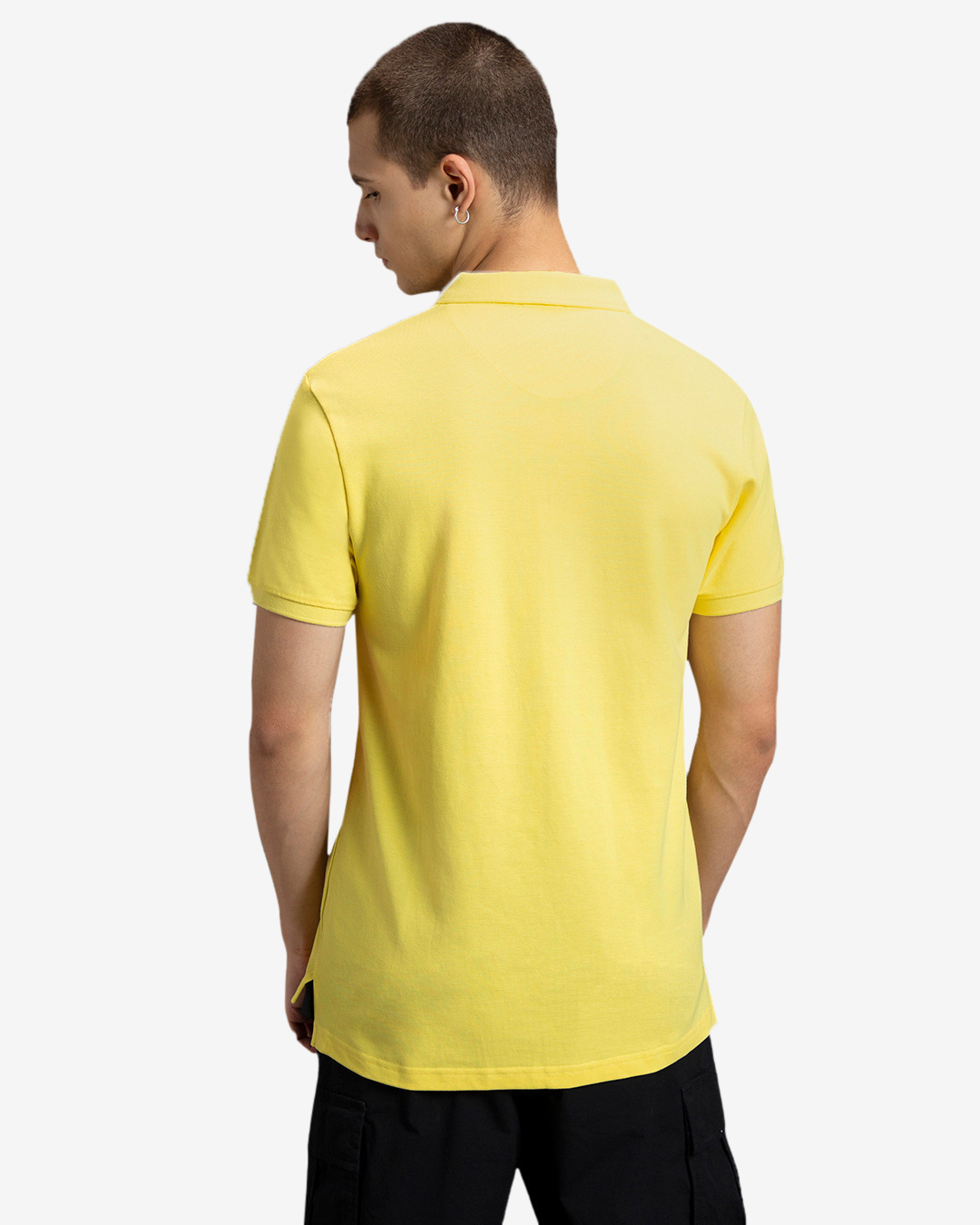 Shop Pack of 2 Men's Yellow & Black Polo T-shirts-Back