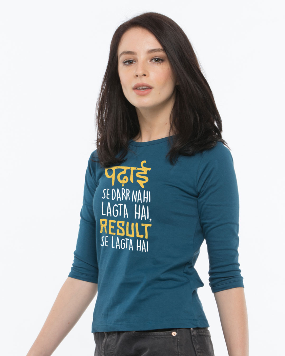 Shop Padhai Se Darr Round Neck 3/4th Sleeve T-Shirt-Back