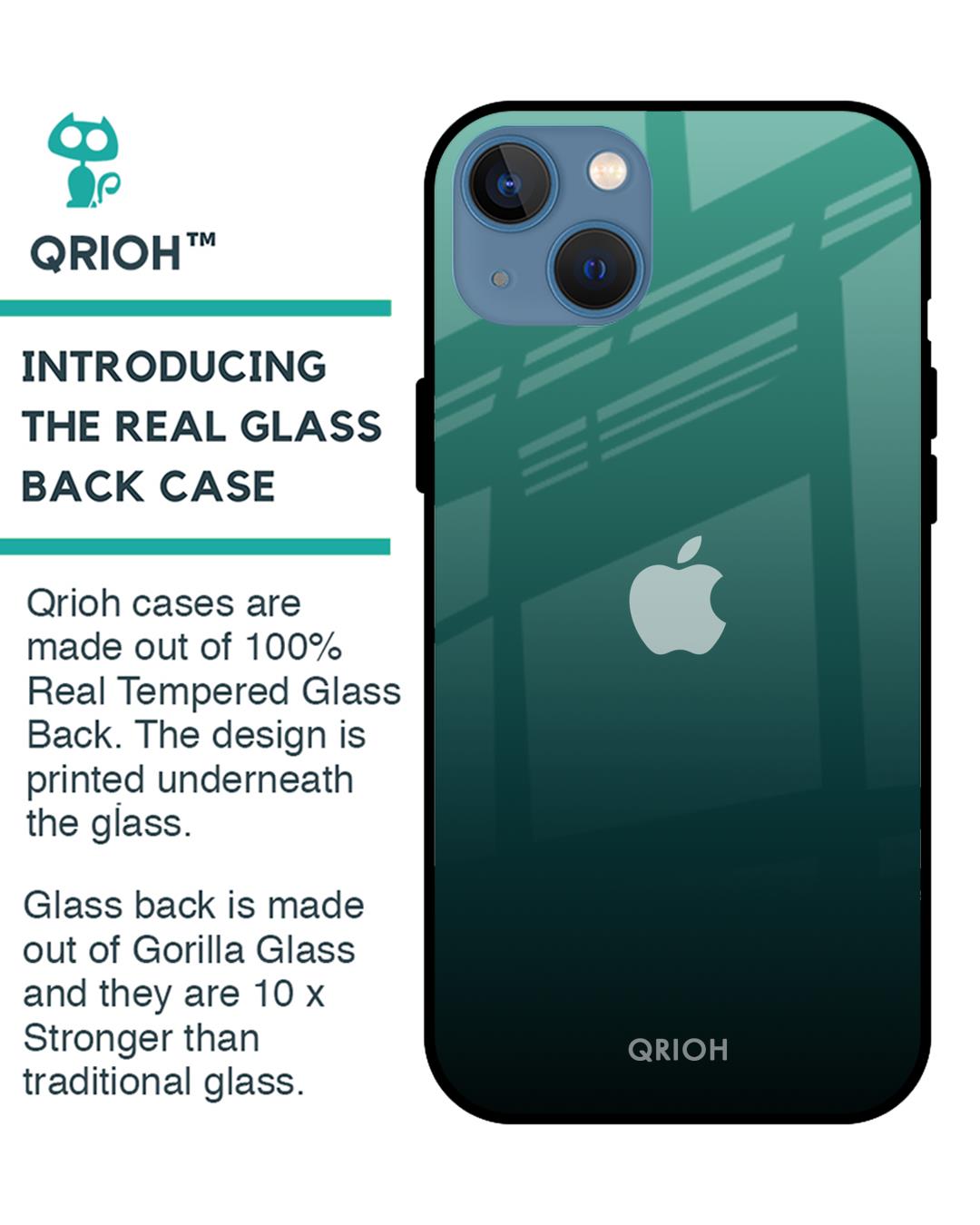 Shop Palm Green Premium Glass Cover For iPhone 13 mini (Impact Resistant, Matte Finish)-Back
