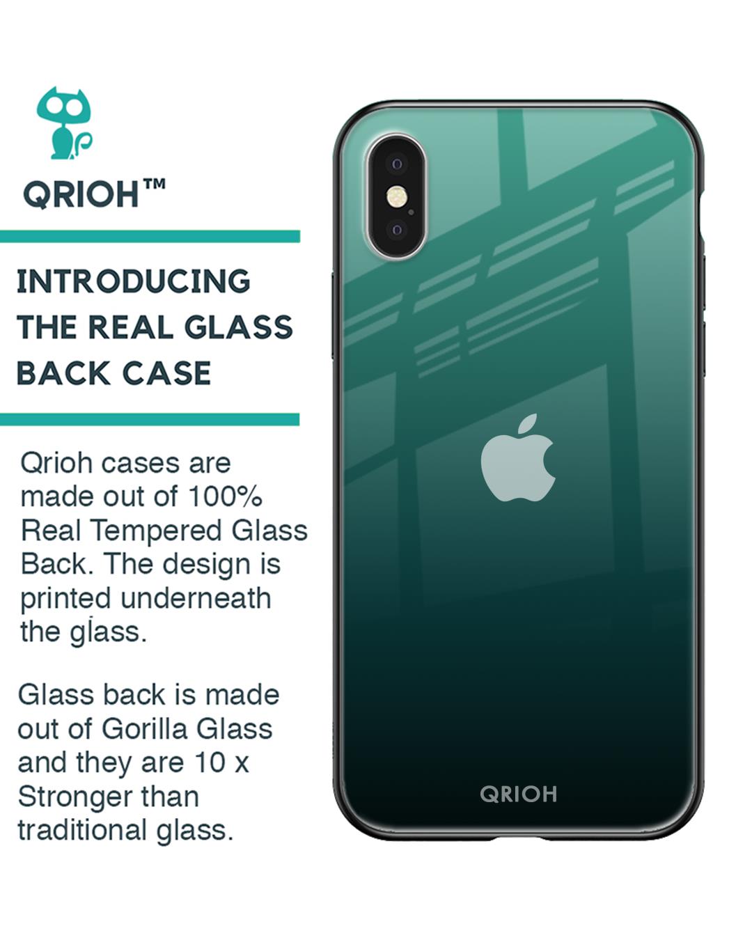 Shop Palm Green Premium Glass Cover For iPhone XS (Impact Resistant, Matte Finish)-Back